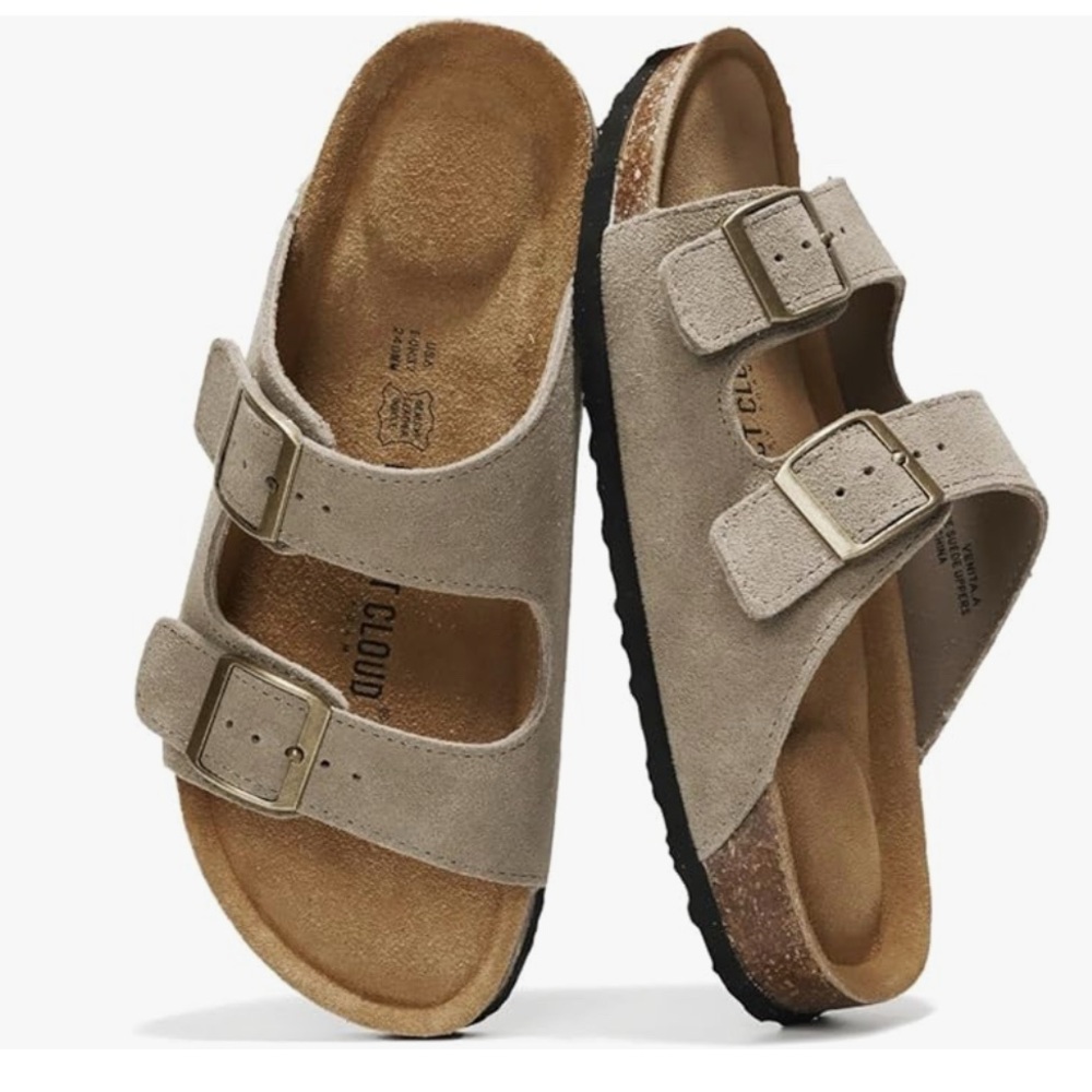 Men’s Double Strap Leather Sandals | Sz 9